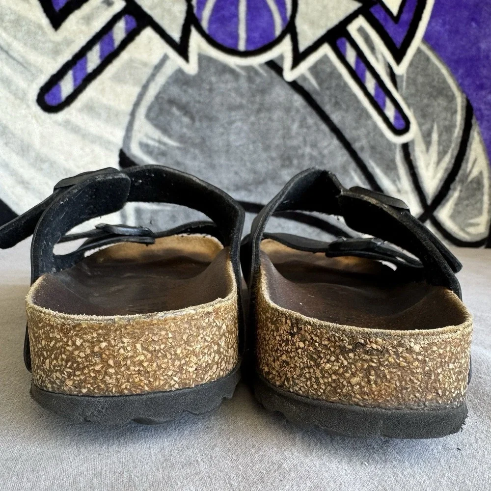 Size 41/W10/M8 - Birkenstock Arizona Birko-Flor Black Unisex sandals Narrow